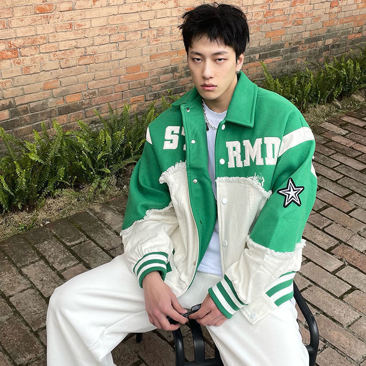 Chaqueta de costura de mezclilla de marca de moda Retro Para hombres y mujeres Estilo de Hong Kong Diseño de primavera y otoño Nicho de sentido Chaqueta de pareja de calle estadounidense