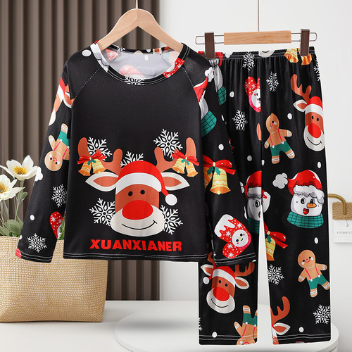 Amazon children's clothing wholesale Christmas cartoon print children spring and autumn long-sleeved suits boys and girls home wear summer