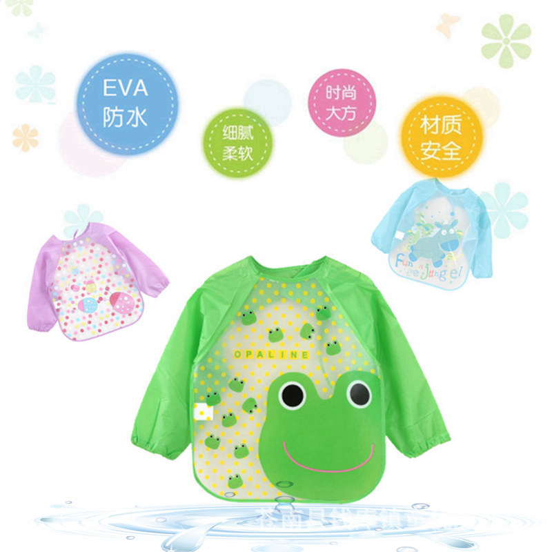 EVA para niños mono de bebé de manga larga a prueba de agua babero bebé sin lavado anti-sucio comer ropa de pintura ropa de babero de arroz