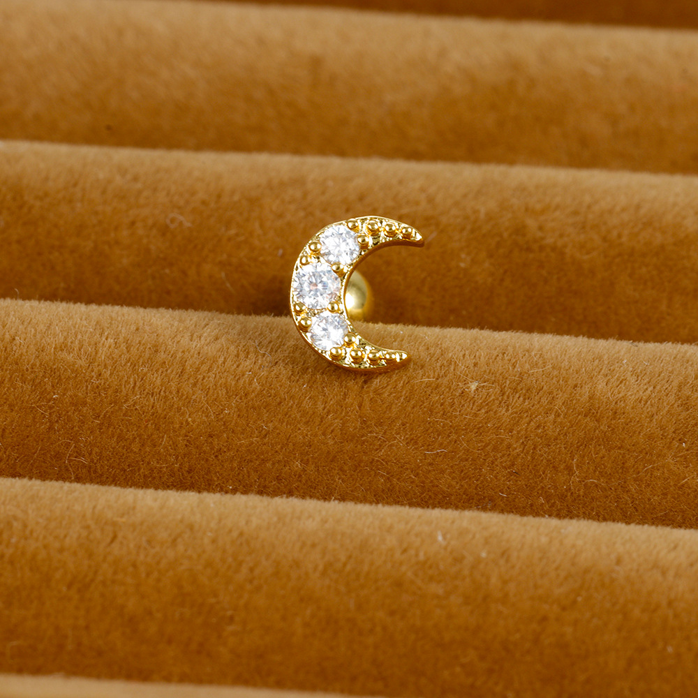3g Weight Zircon Inlay Material Ear Studs Classification 1 Piece Quantity Daily, Street Occasion Stainless Steel Material Star, Heart Shape, Crown Pattern Women's Gender Plating, Inlay Design Simple Style Style 1 Piece Simple Style Star Heart Shape Crown Plating Inlay Stainless Steel Zircon Ear Studs 6