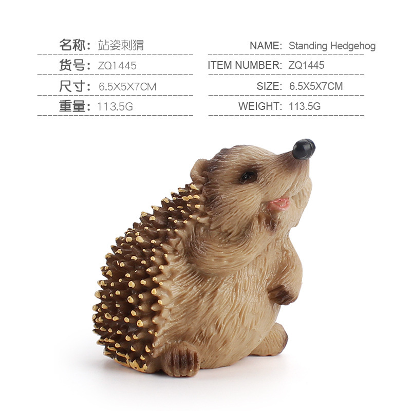 Exportación transfronteriza simulación bosque animal erizo serie modelo selva bebé erizo traje estático decoración juguete