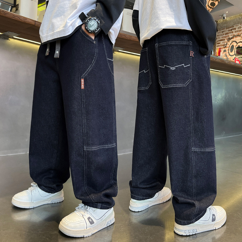 Boys' jeans spring and autumn pants 2026 new style, medium and large children's autumn slim-fit casual pants, children's autumn long pants trendy