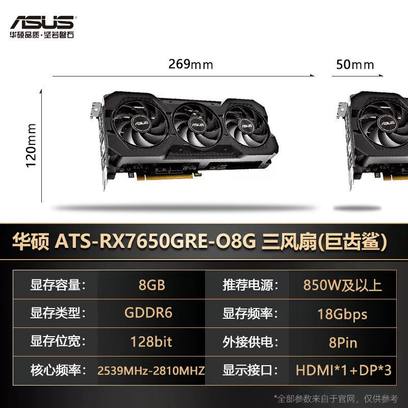 Подходит для Asus ATS RX7650GRE O8G Megalodon три-вентилятора, независимая игровая видеокарта AMD