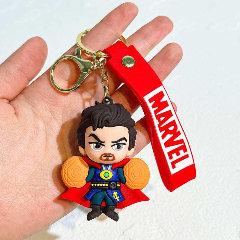 漫画スーパーヒーロー人形ストラップキーチェーンアイアンマン人形シンプルなキーホルダーかわいいペンダント卸売り|undefined
