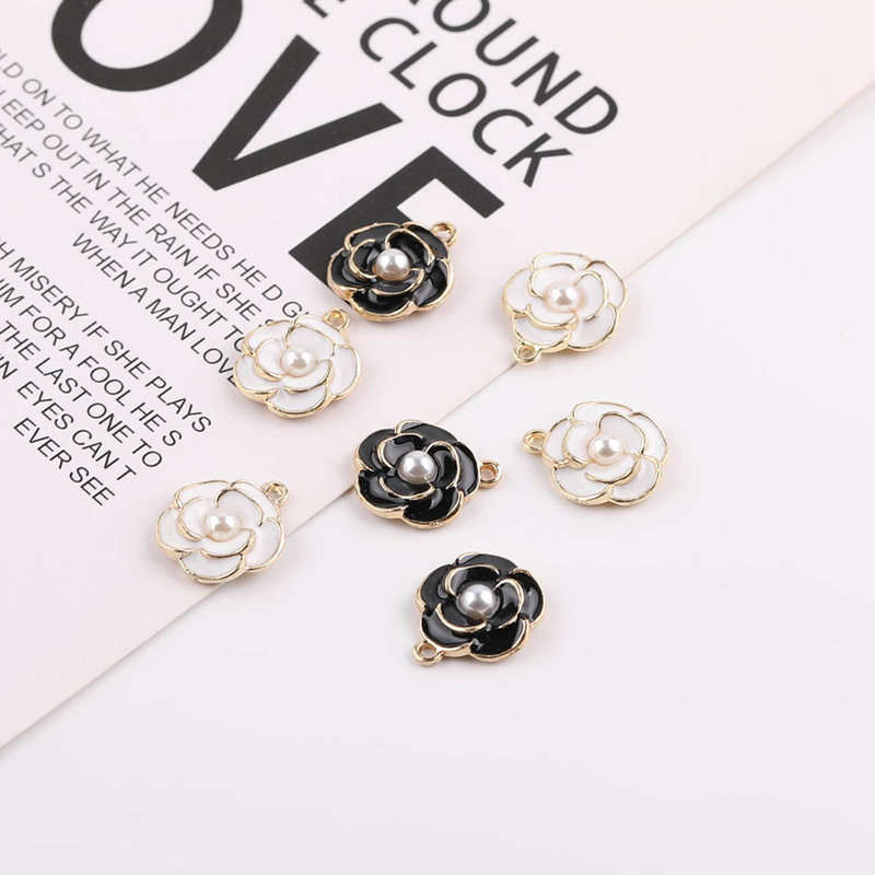 Tweed Style Camellia Pearl Alloy Pendant DIY Handmade Homemade Bracelet Necklace Pendant Jewelry Material Accessories