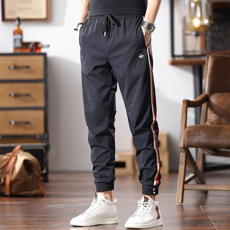 Summer Thin Elastic Loose Nose Casual Pants Men's Summer Quick-drying Foot-binding Sports Cropped Summer Pants Summer Thin Elastic Loose Nose Casual Pants Men's Summer Quick-drying Foot-binding Sports Cropped Summer Pants