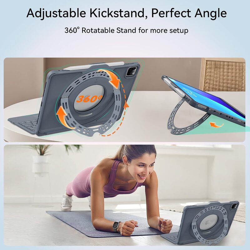 360-degree rotating iPad protective case with Bluetooth keyboard for 11th generation tablet, 10th generation 10.9-inch integrated iPad Magic Keyboard, Air 4/5 360-degree rotating iPad protective case with Bluetooth keyboard for 11th generation tablet, 10th generation 10.9-inch integrated iPad Magic Keyboard, Air 4/5