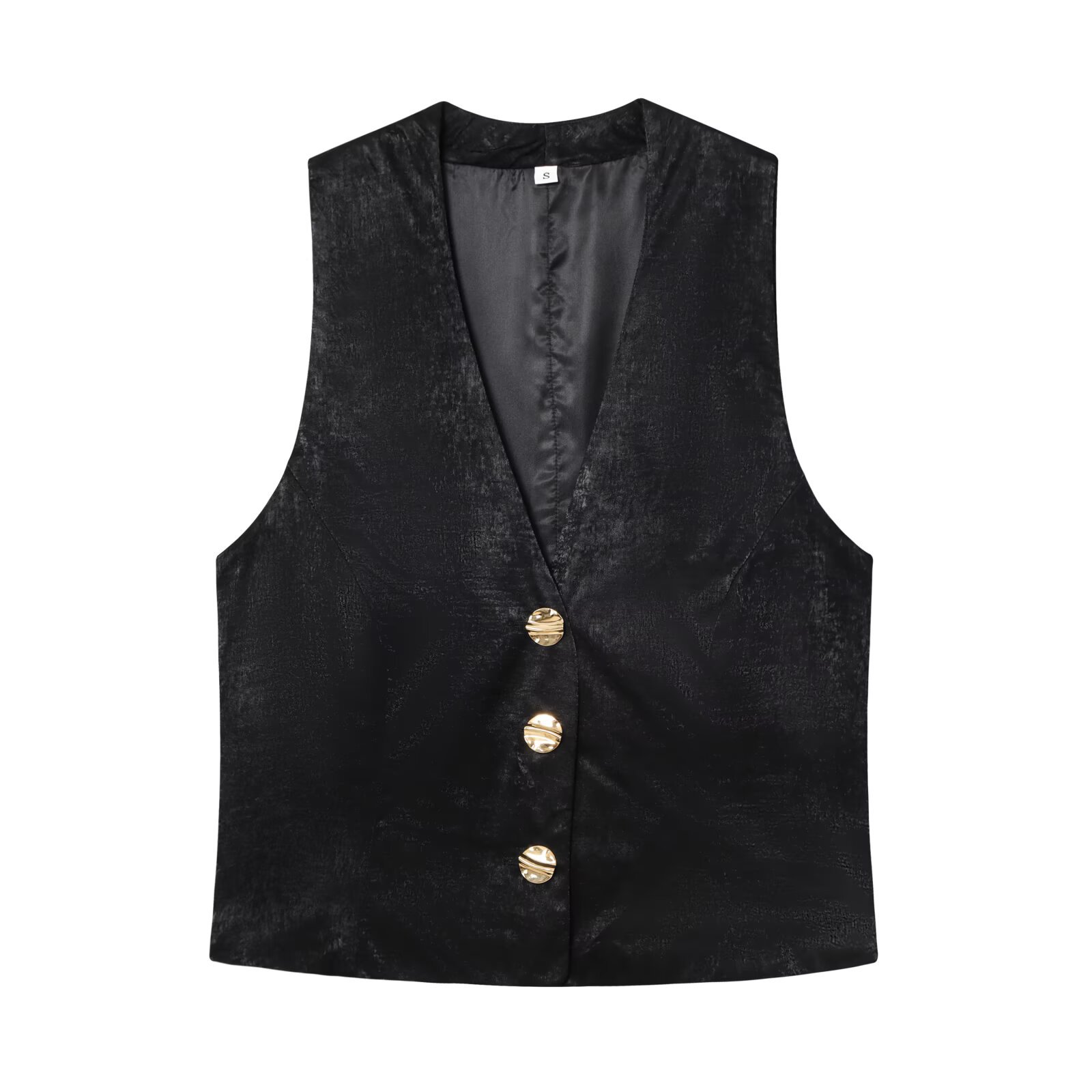 ZA comercio exterior al por mayor estilo francés de moda de botón dorado de seda seda seda texturas camisas 7484091