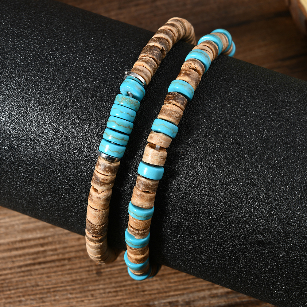 Retro Simple Style Geometric Wood Turquoise Men's Bracelets Imitation Pearl Accessories display picture 6