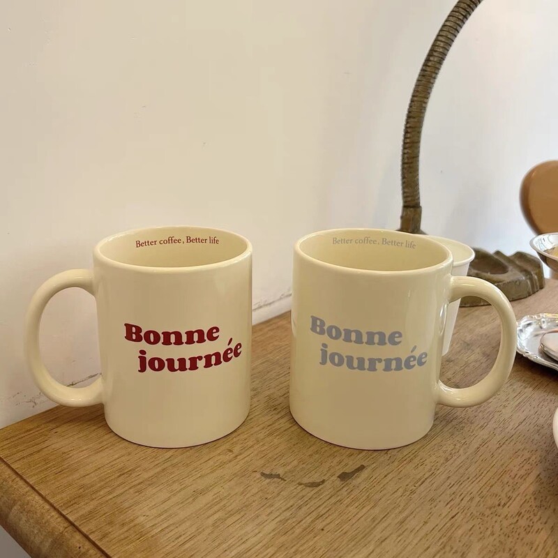 カップルフランス語陶磁器コップins風高顔値-マグカップ耐熱親友カップ牛乳カップコーヒーカップ|undefined