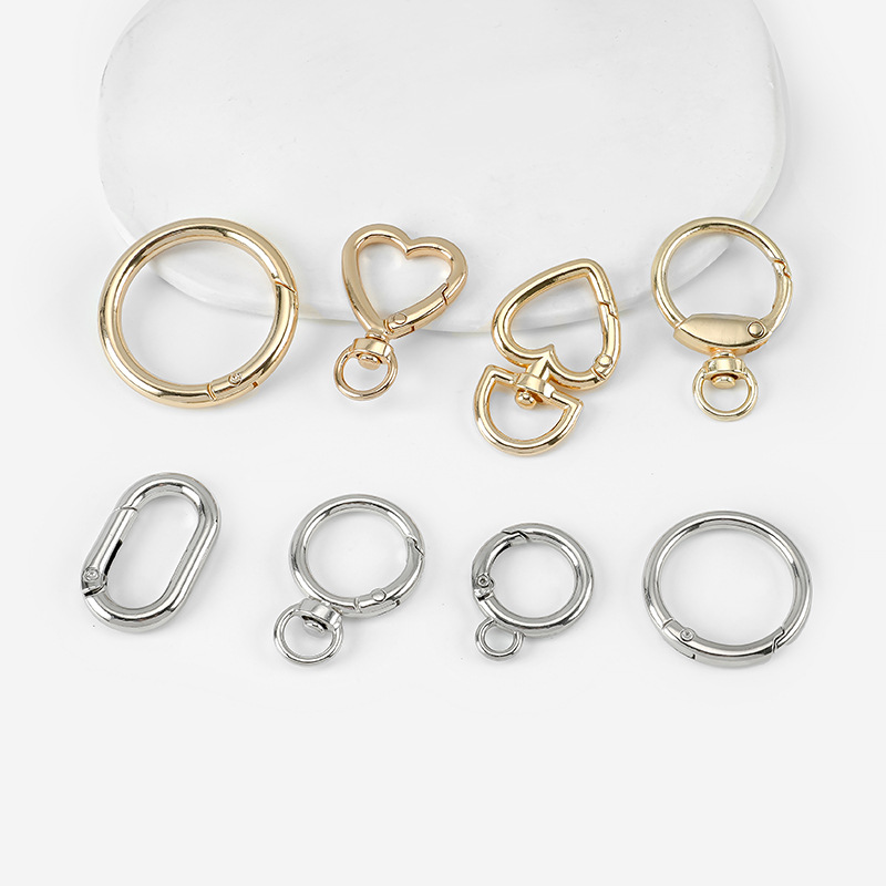 Fábrica transfronteriza de aleación de zinc anillo de resorte anillo abierto llavero equipaje accesorios de joyería teléfono móvil Shell tarjeta anillo al por mayor