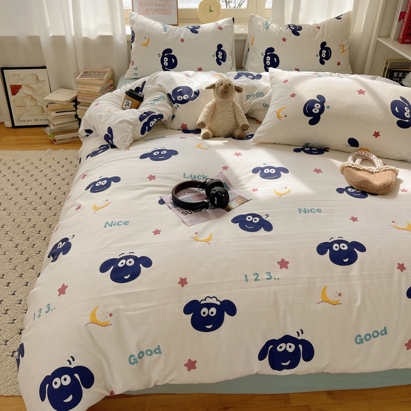 亲肤软糯小清新水洗棉四件套学生宿舍三件套单被套床单床笠不起球