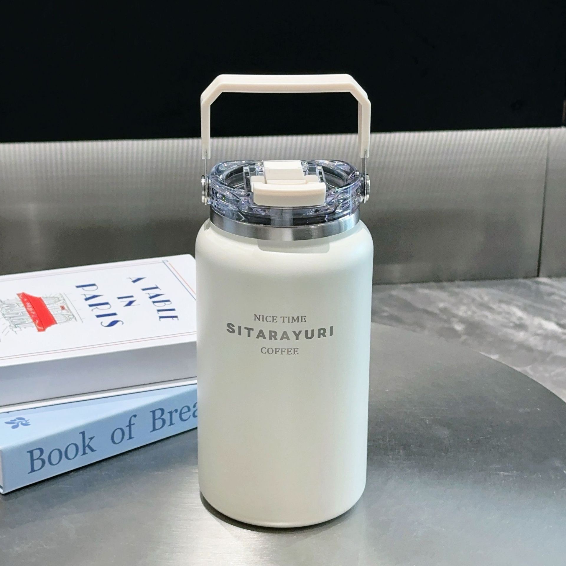 SITARAYURI Taza de hielo de gran capacidad de paja Taza de aislamiento de calor portátil de viaje al aire libre Taza de bebidas dobles