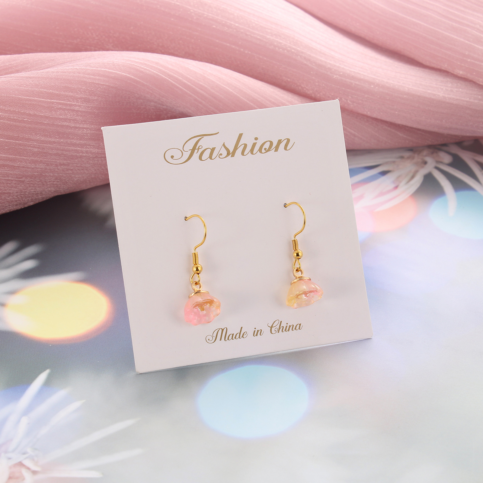 Simple Style Flower Stainless Steel Plating Drop Earrings 1 Pair