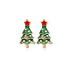 Christmas metal cartoon earrings with bow, European style, with snowflakes