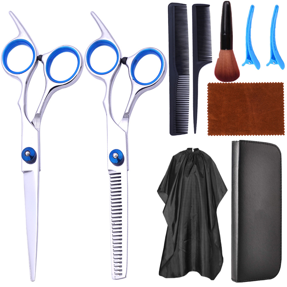 Fábrica directa tijeras de corte de pelo de acero inoxidable tijeras de corte de pelo profesional tijeras de belleza tijeras de corte de pelo delgado conjunto de tijeras Liu Haiping