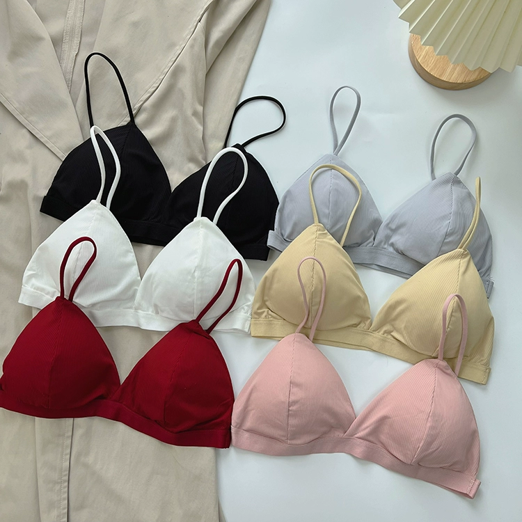 Thin underwear, summer wireless bra for students, french style, thin strap, beautiful back