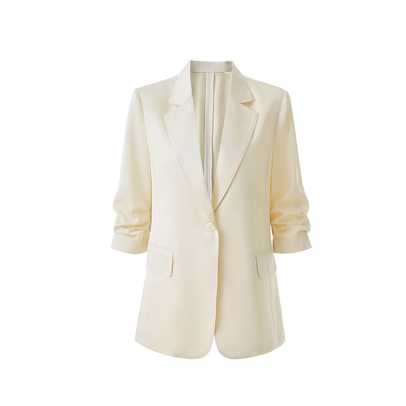 [Ready Stock, Quick Delivery] Summer Thin Blazer for Women, Five-Quarter Sleeves, Ice Silk Drape, Casual Workwear Small Suit
