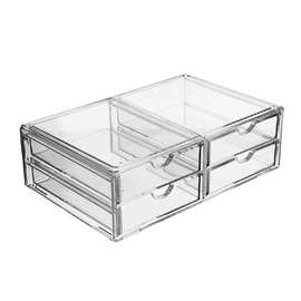 鹤成化妆品收纳盒抽屉超大号塑料桌面护肤品整理柜浴室透明防水盒