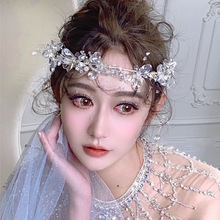 網紅水晶額飾發箍新娘結婚皇冠晚禮服直播發飾公主主持頭飾品