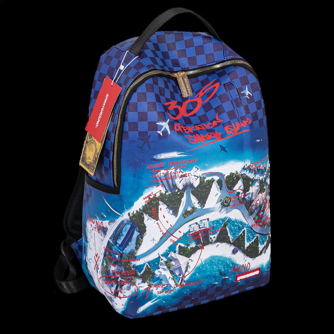 Sprayground x Jon Z 305 Shark Island Backpack 20L Blue Checkered