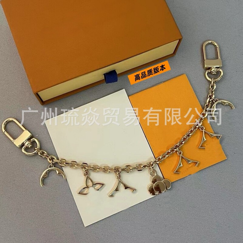 2026 new trendy fashion metal bag charm letter leaf delicate handbag pendant bag chain