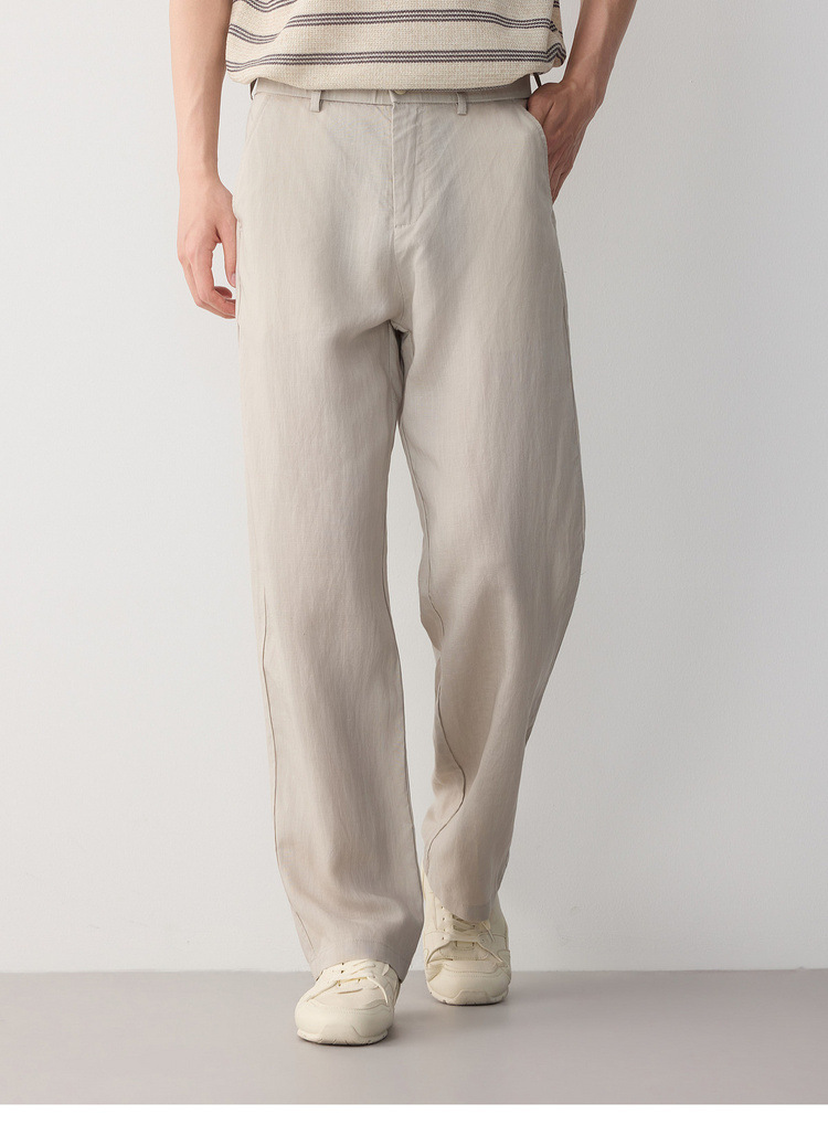 Quần kaki nam công sở ống thẳng chất liệu linen pha lyocell — đen chi tiết 13