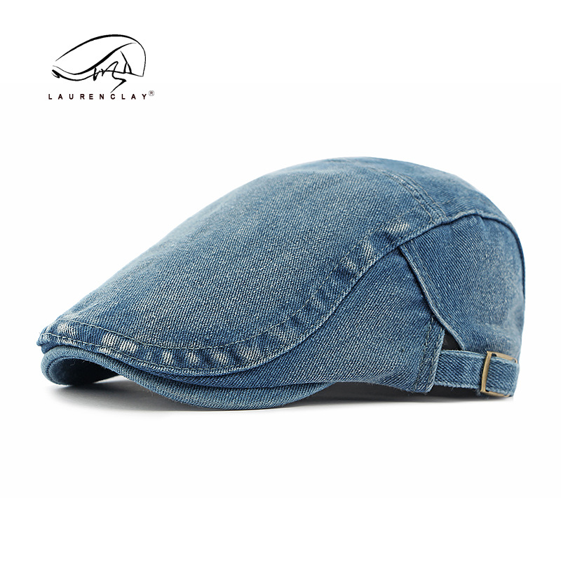 Sombrero de vaquero coreano de lavado de agua Boina de dama Inglés retro simple gorra de boca de pato gorra de algodón hombre