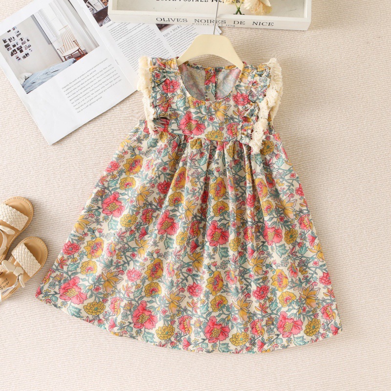 417 foreign trade hot girl dress summer new children's clothing baby girl European and American National style printed dress