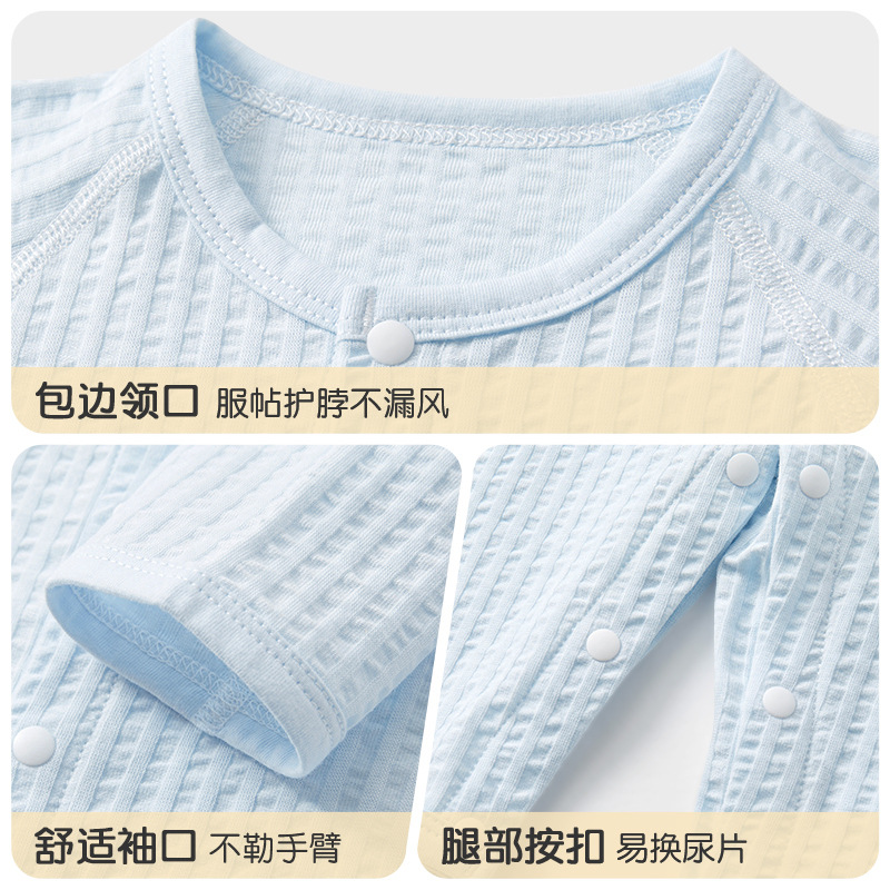 Ropa de bebé de una pieza, ropa delgada de algodón para recién nacidos de verano, mampara de manga larga con aire acondicionado para hombres y mujeres, ropa de bebé image 5