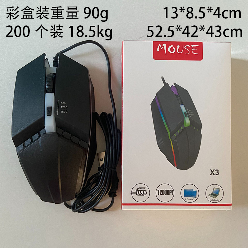 Ratón con Cable USB X1 para Juegos, Retroiluminado, Económico al por Mayor