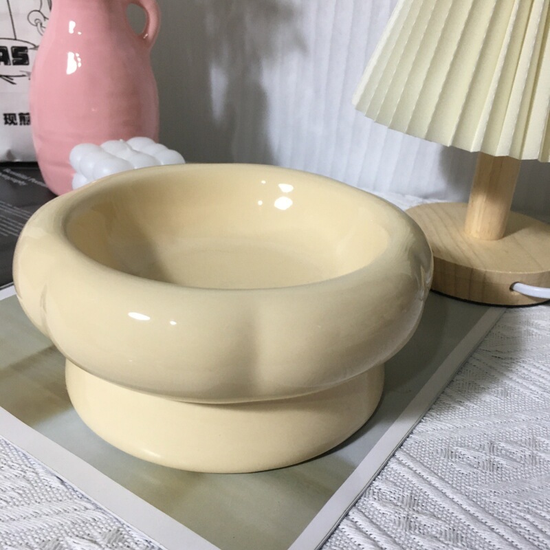 Tall Ceramic Pet Food Bowl with Cervical Spine Protection for Dogs and Cats, Prevents Blackening and Protects the Chin, Pet Cat Knock-Over Drinking Water Bowl