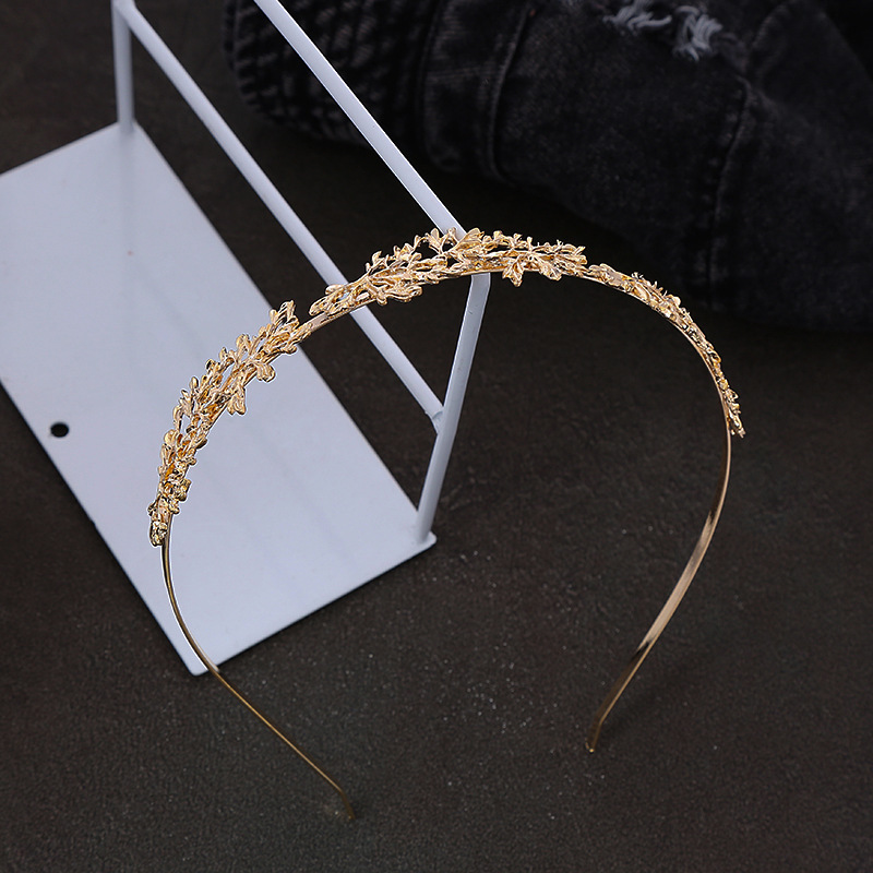 European And American New Hair Accessories Hollow Leaf Metal Headband display picture 4