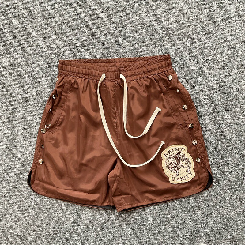 セントマイケル立体刺繍スポーツ織り5点パンツ夏の男性と女性のルーズハイストリートリベットショーツ|undefined