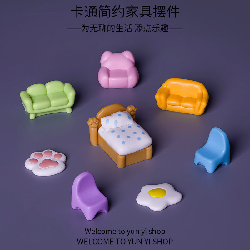 Micro Landscape Creative Cartoon Simple Furniture DIY Doll House High-End Niche Office Desk Small Ornaments Wholesale