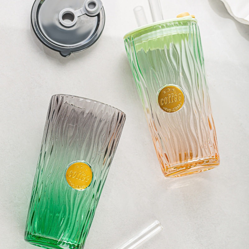 かわいい願いコーヒーカップガラスクリエイティブ高価値ガラスストローカップ会議サインインギフト卸売|undefined