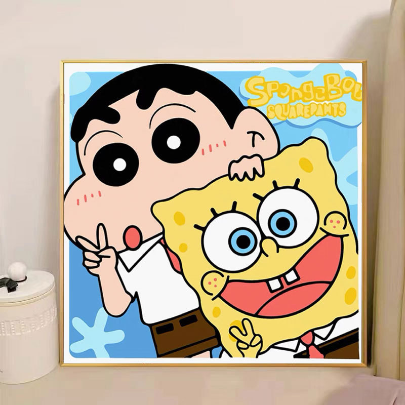 スポンジ・ボブ デジタル油絵 DIY 漫画アニメ 子供向け 手塗り装飾画 置物 環境に優しい|undefined
