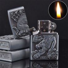 JT6140建泰 砂轮煤油打火机直销创意动物雕刻金属便携防风