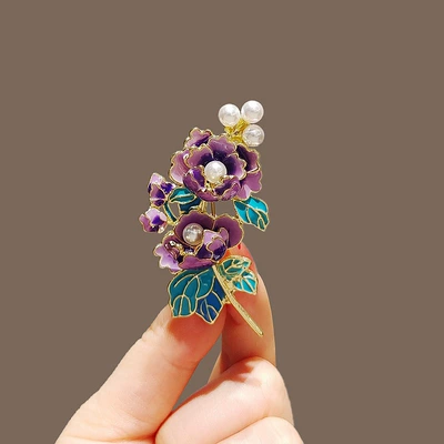 Chinese Style Elegant Enamel Yaxa sancaqları - purple