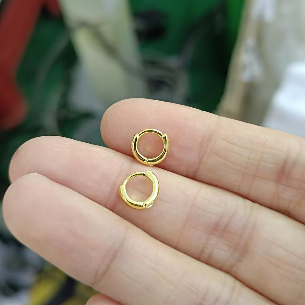 S925 plata esterlina INS paisaje minimalista oreja hebilla pendientes transfronterizos superventas anillo de oreja de todo fósforo Red de estilo rojo espárragos