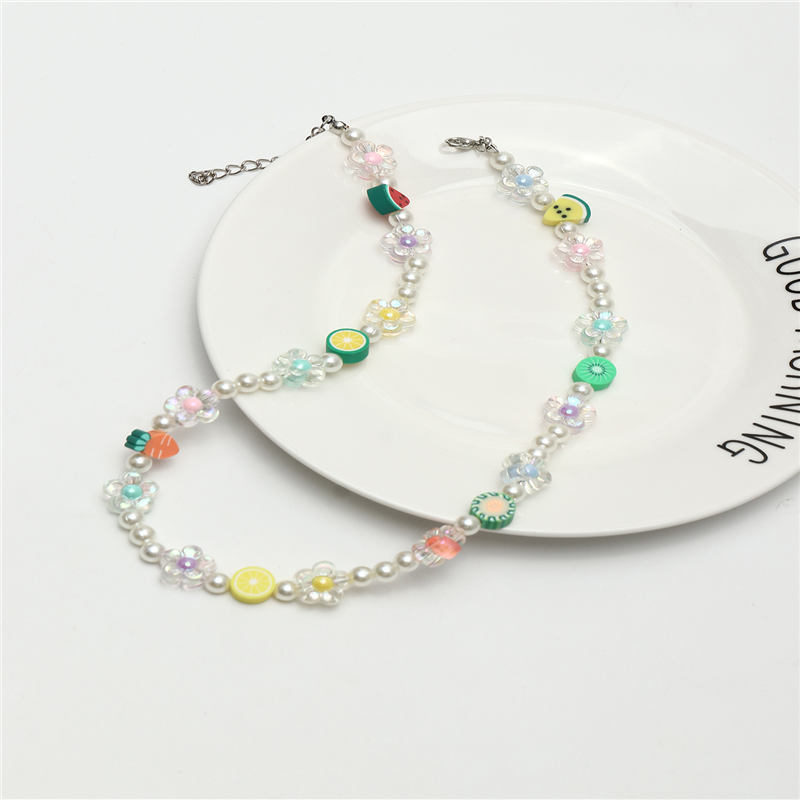 colorful rice bead pearl fruit cute necklace wholesale jewelry Nihaojewelry