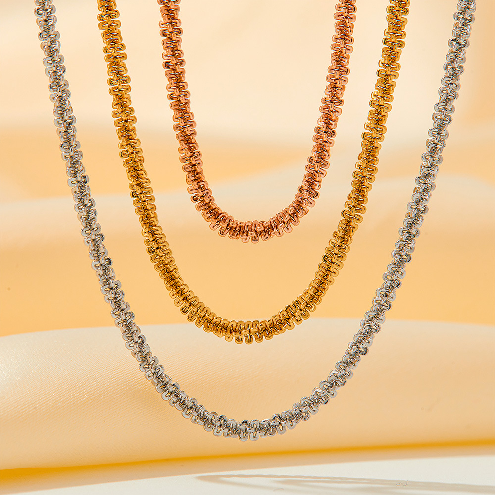 PVD Coated Gold Plating Process Real Gold Plated Plating Material Necklace Classification PVD Coated Real Gold Plated Solid Color Stainless Steel Simple Style Waterproof Non Tarnish Necklace