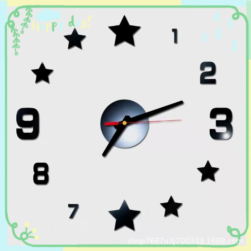 Factory star hanging clock Amazon goods DIY creative hanging clock simplicity home quiet watch wall paste clock