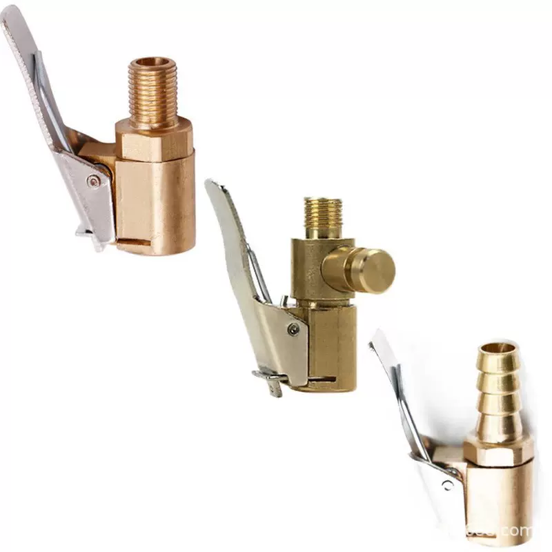 汽车轮胎用便携式充气泵接头黄铜吸盘充气泵阀连接器卡夹式适配器