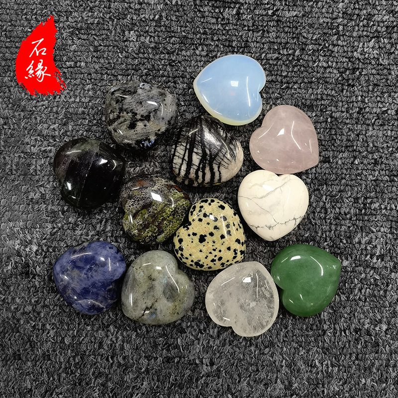 越境天然粉晶桃心玉愛ハート形ペンダントネックレス原石白水晶カップル桃心玉卸売り|undefined