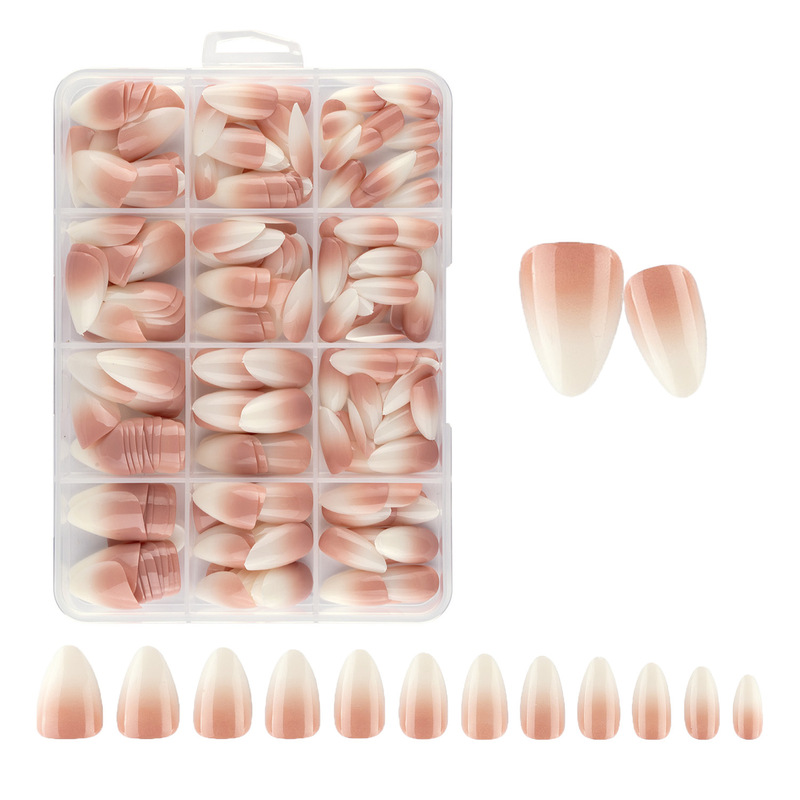 Cross-border bestseller: 240-piece set of nude gradient press-on nails, almond-shaped, ballet-style, and square-shaped nail tips, fake nails