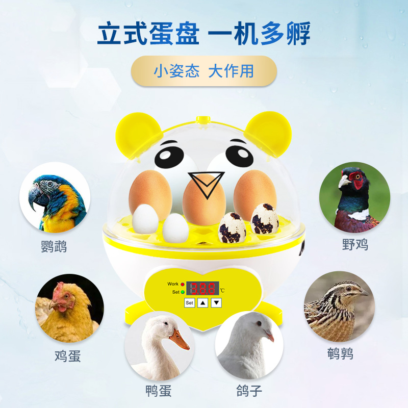 Nuevo 9 mini incubadora semiautomática pequeña incubadora hogar crianza incubadora inteligente de juguete