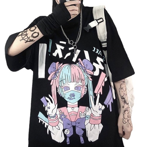 Sweet and Cool Korean Style Women's T-Shirt 2025 Summer Student Loose Couple Original Hostel Dark Girl T-Shirt Women's Top