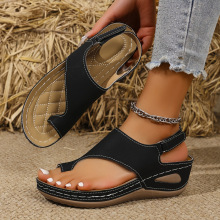 L 17621 Velcro Toe Post Wedge Sandals ħ������ֺ�¸���Ь