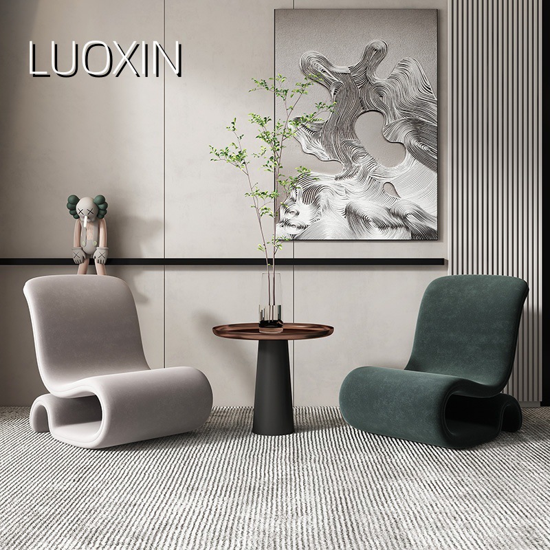 싱글 소파 의자 간단한 디자인 아트 현대 독서 빛 럭셔리 금속 이탈리아 미니멀리스트 크리에이티브 플란넬 레저 의자